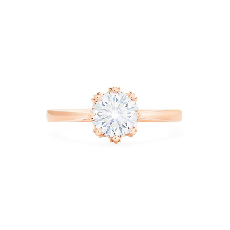 [Cassandra] Vintage Crown Solitaire Engagement Ring in Diamond / Moissanite