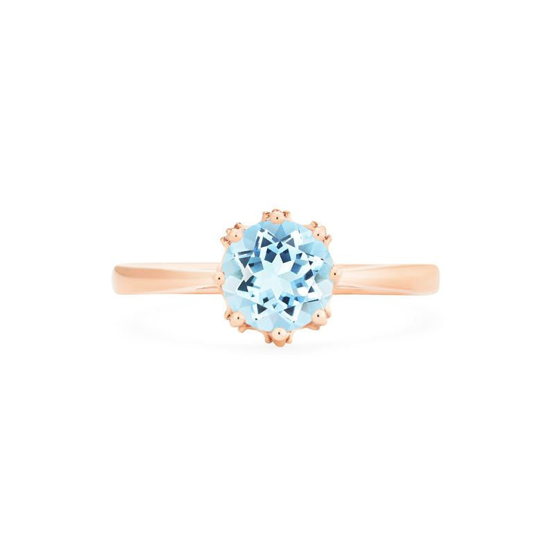 [Cassandra] Vintage Crown Solitaire Ring in Aquamarine