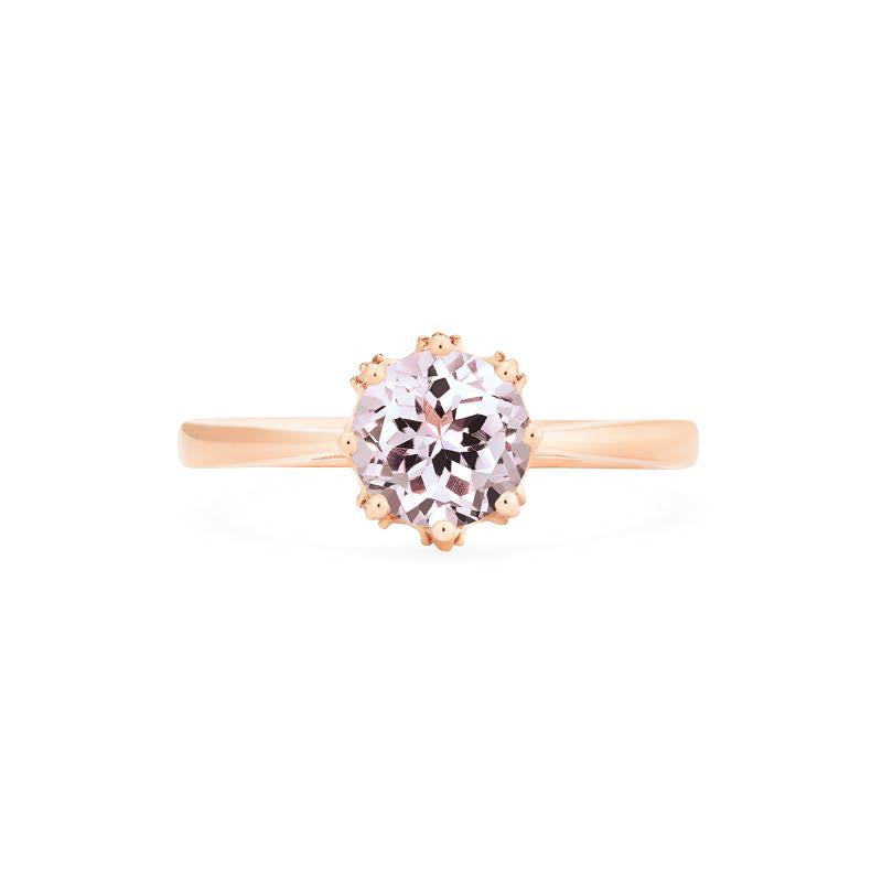 [Cassandra] Vintage Crown Solitaire Ring in Morganite