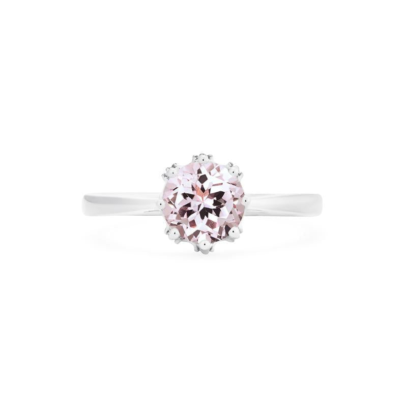 [Cassandra] Vintage Crown Solitaire Ring in Morganite