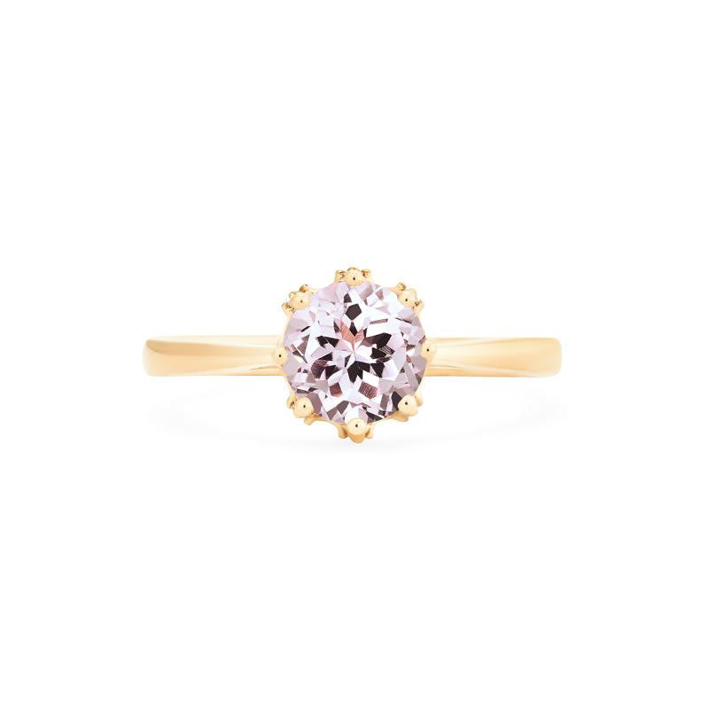 [Cassandra] Vintage Crown Solitaire Ring in Morganite