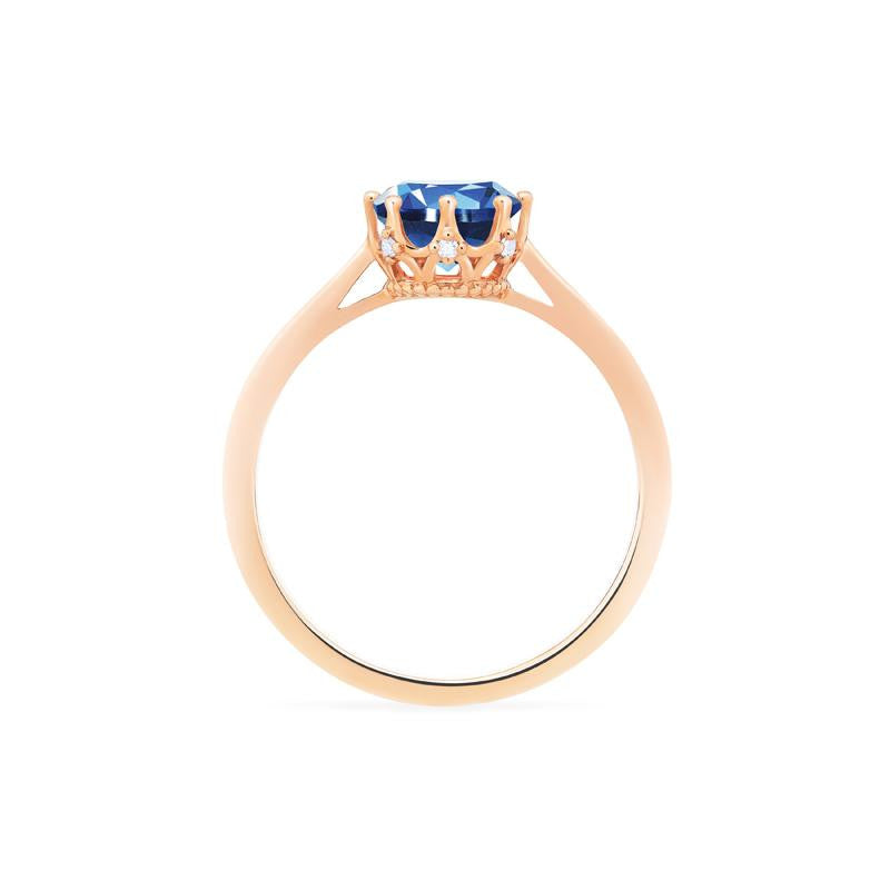 [Cassandra] Vintage Crown Solitaire Ring in Lab Blue Sapphire