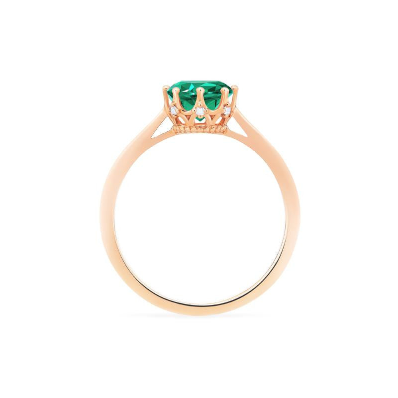 [Cassandra] Vintage Crown Solitaire Ring in Lab Emerald