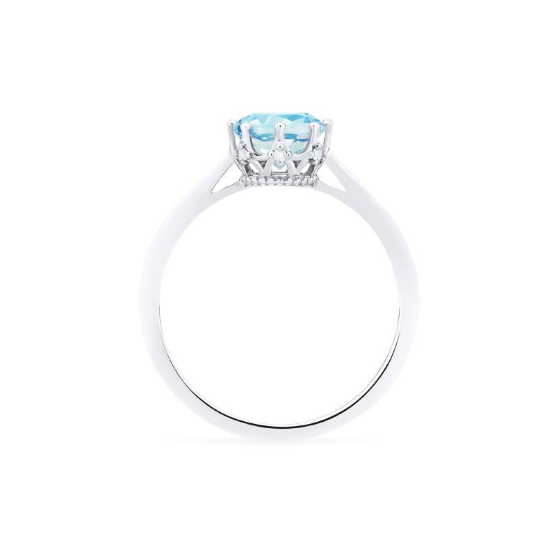 [Cassandra] Vintage Crown Solitaire Ring in Aquamarine
