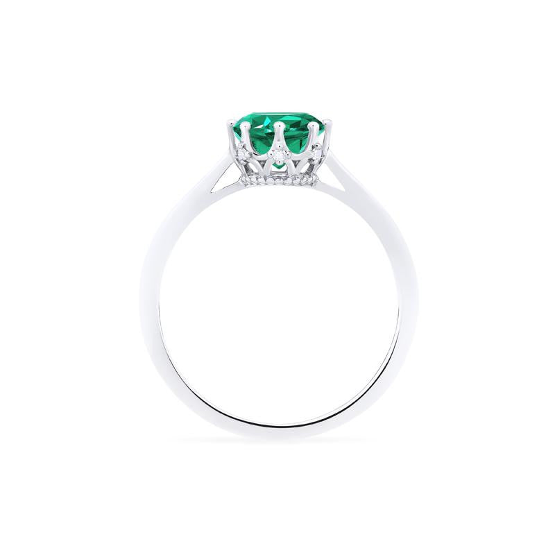 [Cassandra] Vintage Crown Solitaire Ring in Lab Emerald