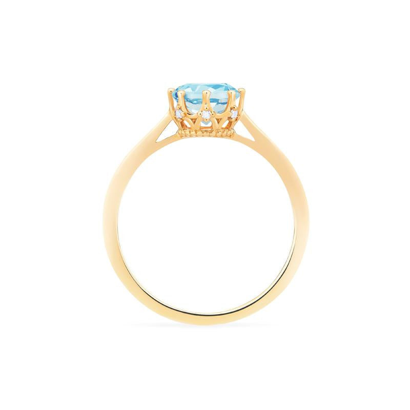 [Cassandra] Vintage Crown Solitaire Ring in Aquamarine