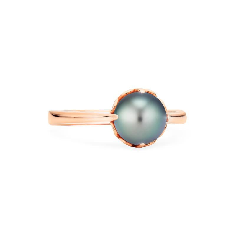 [Marguerite] Victorian Lace Solitaire Engagement Ring in Tahitian Pearl