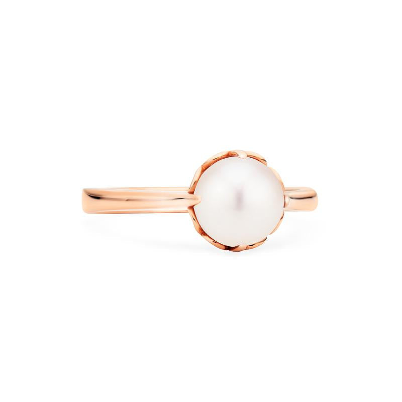 [Marguerite] Victorian Lace Solitaire Engagement Ring in Akoya Pearl