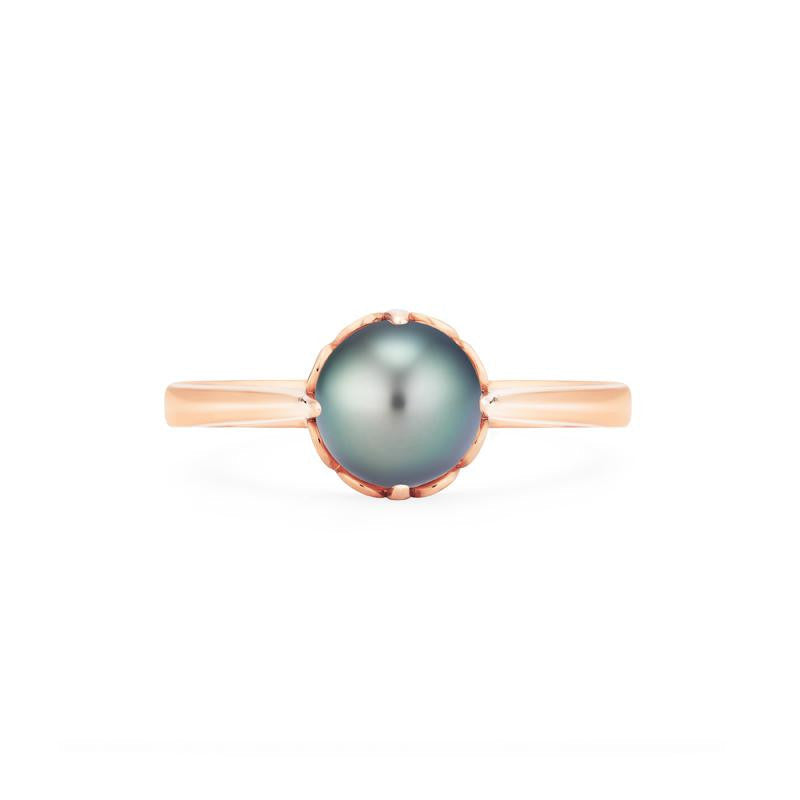 [Marguerite] Victorian Lace Solitaire Engagement Ring in Tahitian Pearl