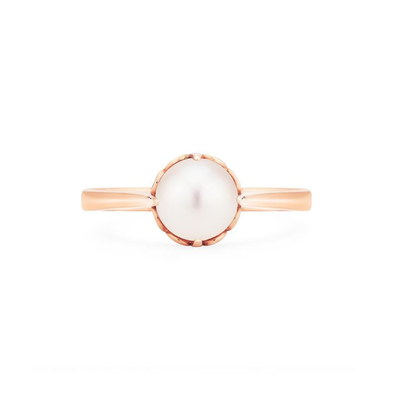 [Marguerite] Victorian Lace Solitaire Engagement Ring in Akoya Pearl