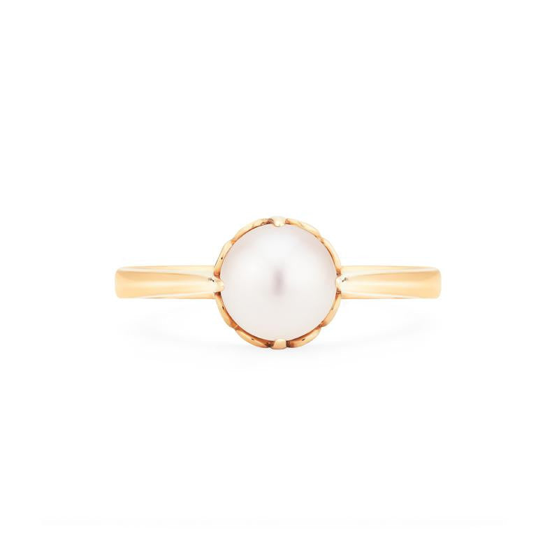 [Marguerite] Victorian Lace Solitaire Engagement Ring in Akoya Pearl