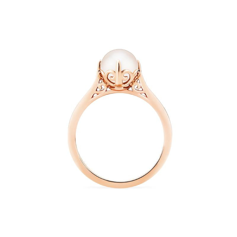[Marguerite] Victorian Lace Solitaire Engagement Ring in Akoya Pearl