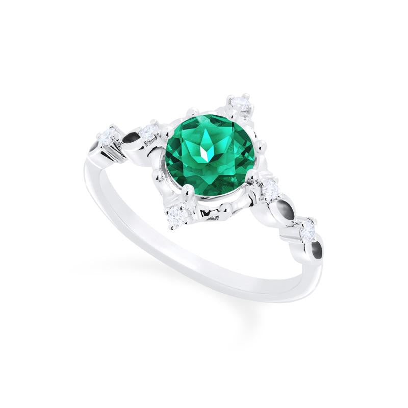 [Annalise] Victorian Heirloom Engagement Ring in Lab Emerald