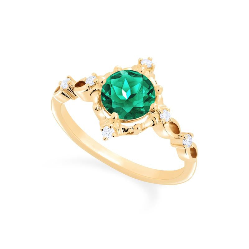 [Annalise] Victorian Heirloom Engagement Ring in Lab Emerald