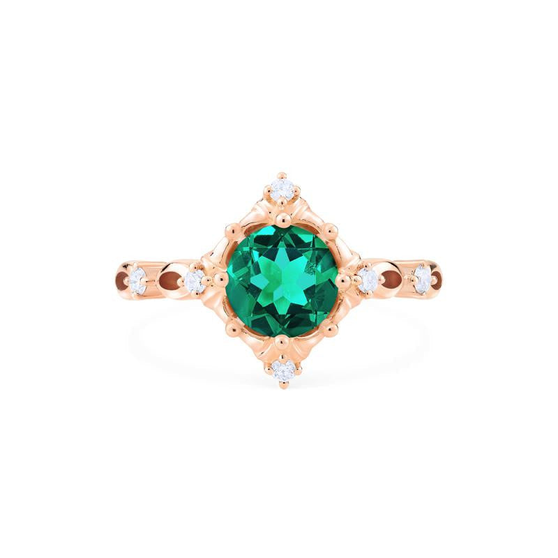 [Annalise] Victorian Heirloom Engagement Ring in Lab Emerald