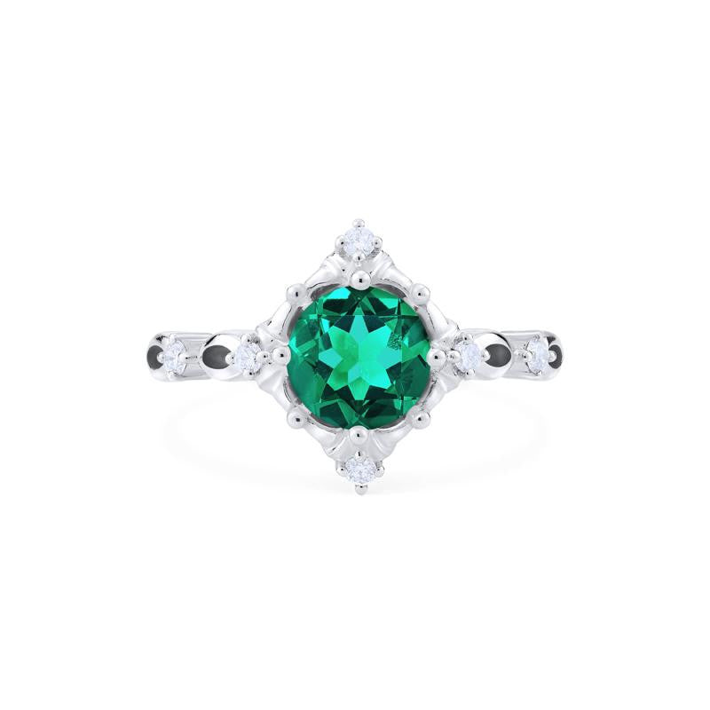 [Annalise] Victorian Heirloom Engagement Ring in Lab Emerald