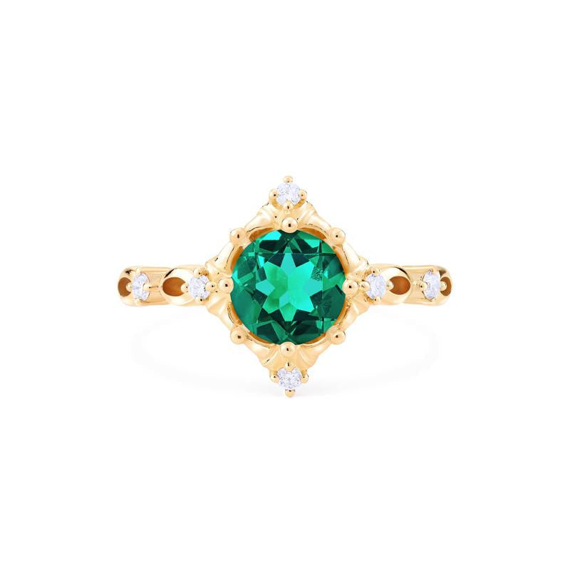 [Annalise] Victorian Heirloom Engagement Ring in Lab Emerald