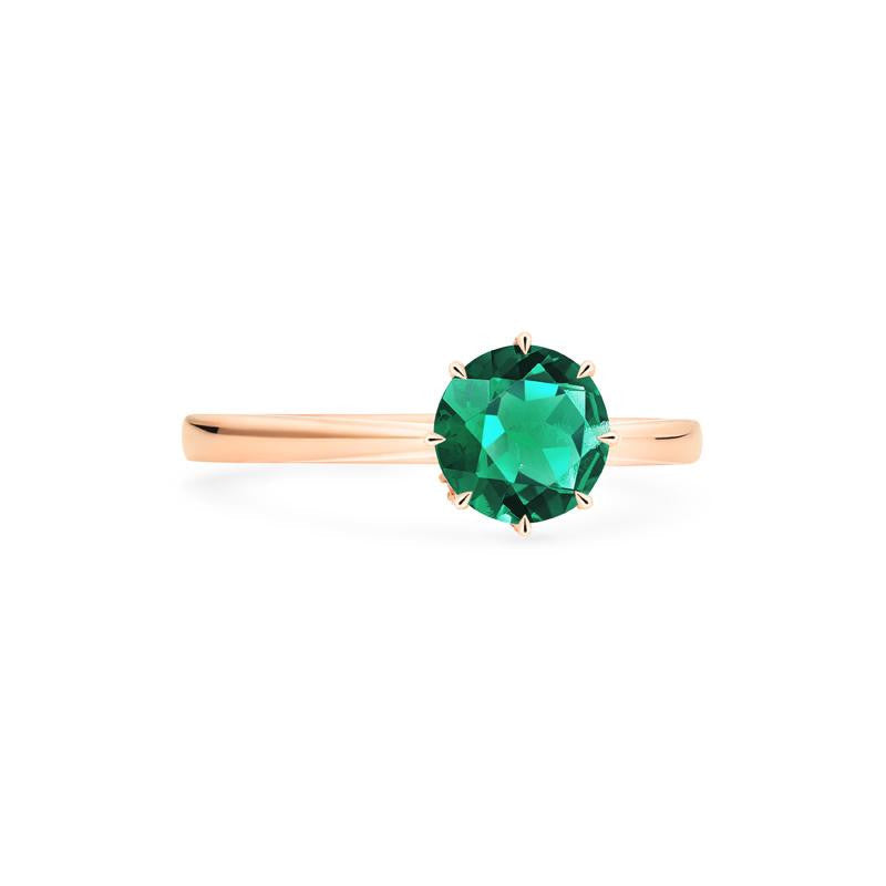 [Victoria] Classic Crown Solitaire Ring in Lab Emerald
