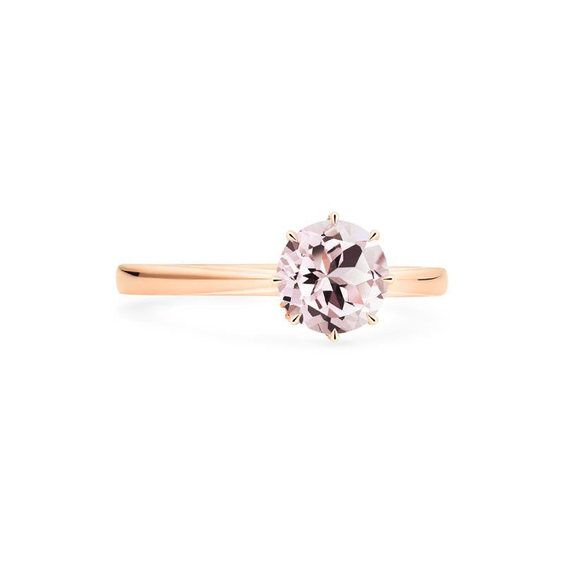[Victoria] Classic Crown Solitaire Ring in Morganite