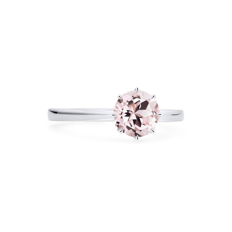 [Victoria] Classic Crown Solitaire Ring in Morganite