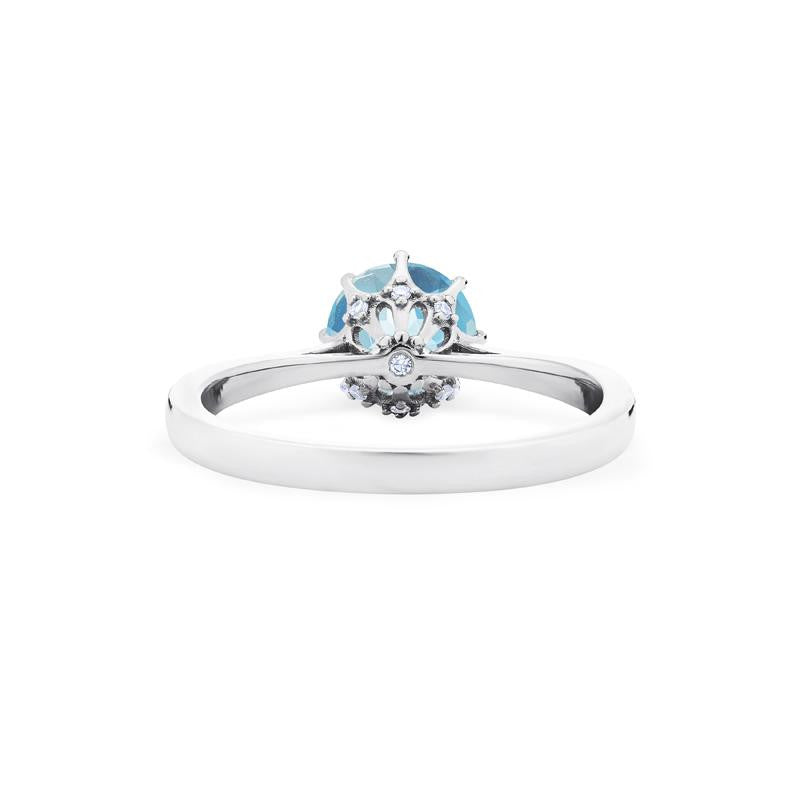[Victoria] Classic Crown Solitaire Ring in Aquamarine
