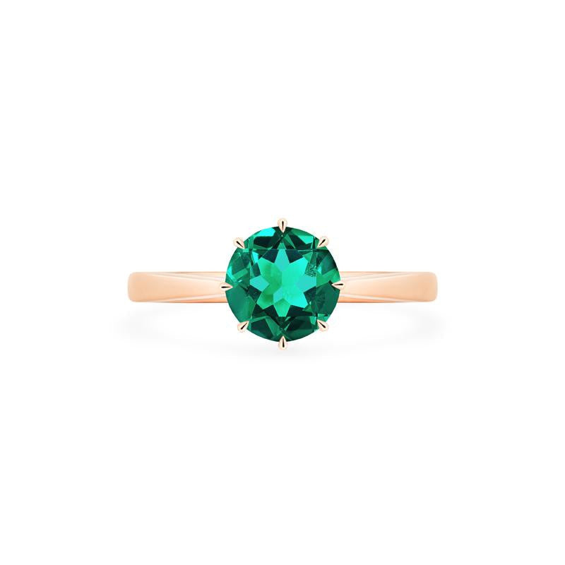 [Victoria] Classic Crown Solitaire Ring in Lab Emerald