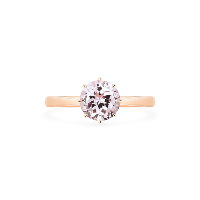 [Victoria] Classic Crown Solitaire Ring in Morganite