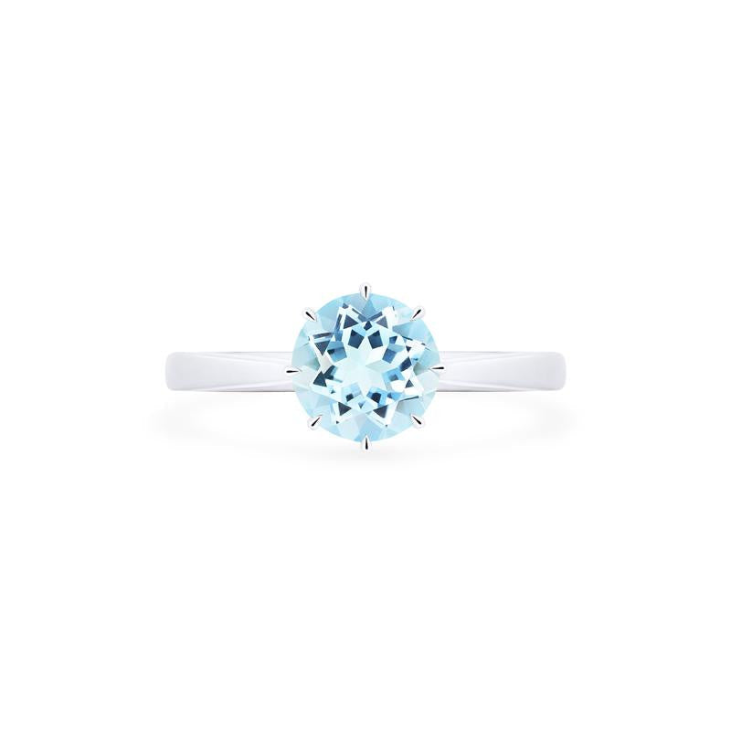 [Victoria] Classic Crown Solitaire Ring in Aquamarine