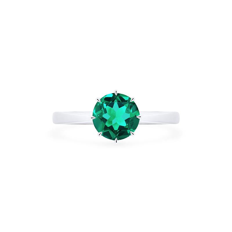 [Victoria] Classic Crown Solitaire Ring in Lab Emerald