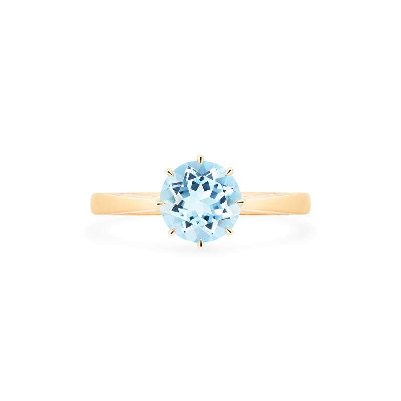 [Victoria] Classic Crown Solitaire Ring in Aquamarine