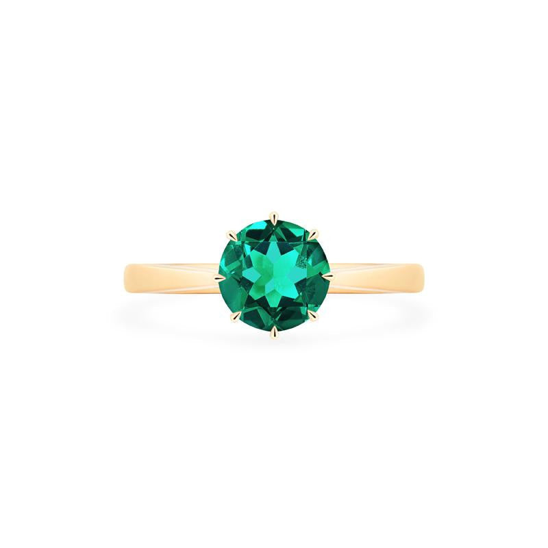 [Victoria] Classic Crown Solitaire Ring in Lab Emerald