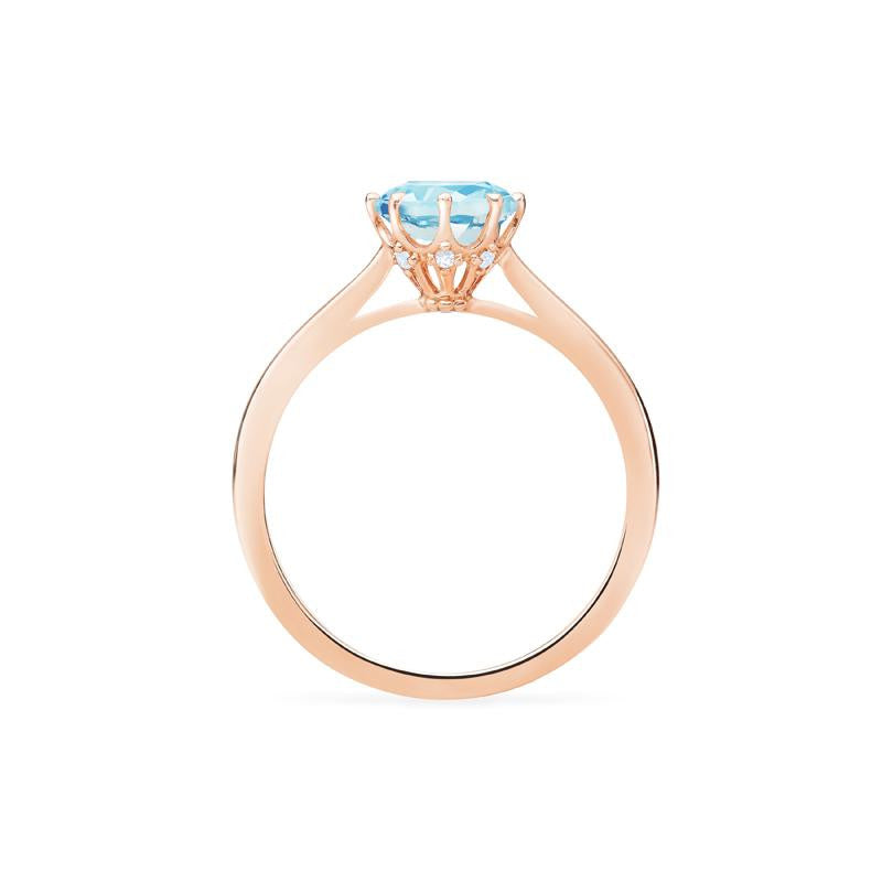 [Victoria] Classic Crown Solitaire Ring in Aquamarine