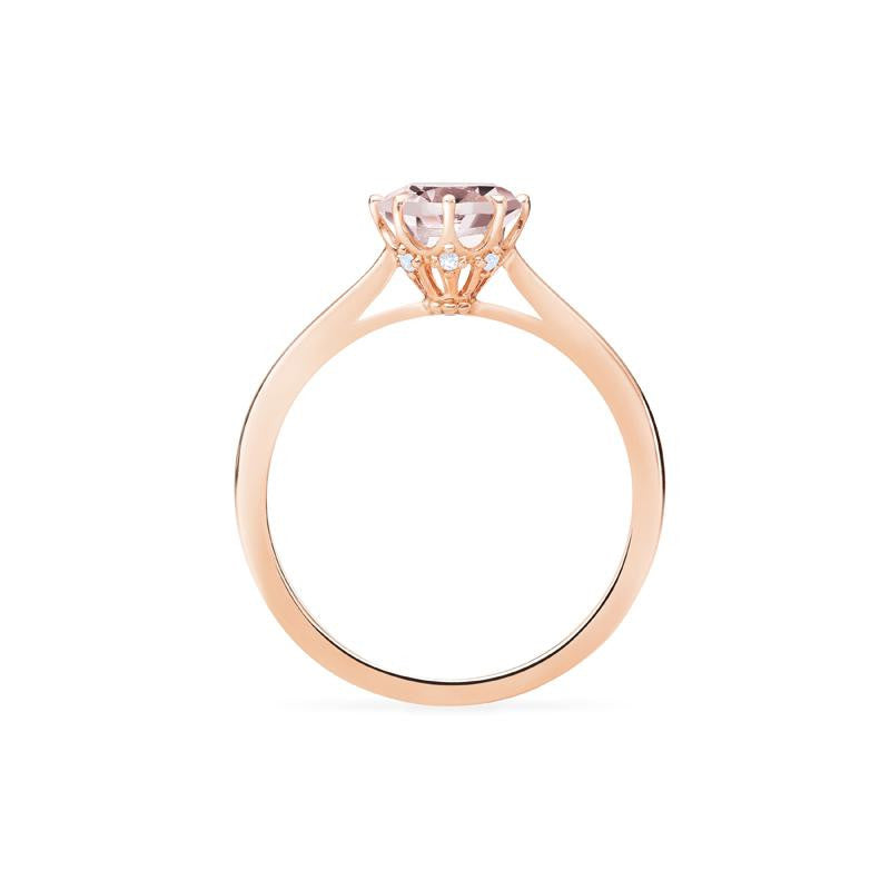 [Victoria] Classic Crown Solitaire Ring in Morganite