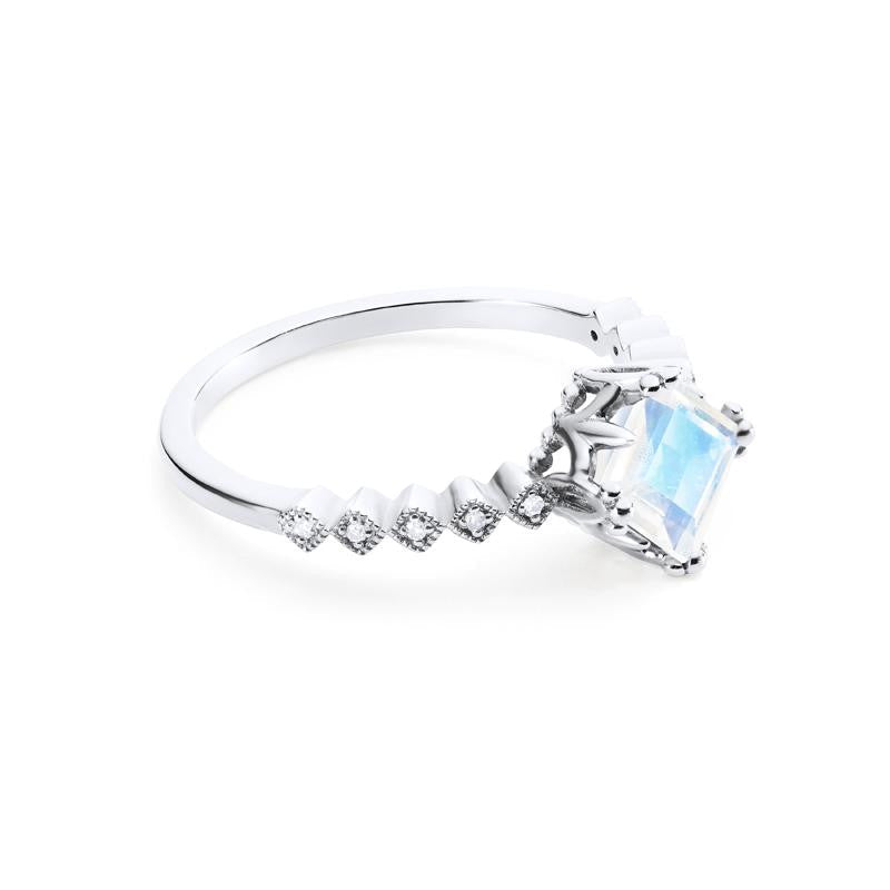 [Astoria] Fluer De Lis Square Princess Cut Ring in Moonstone
