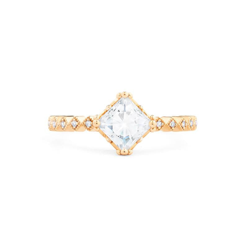 [Astoria] Fleur De Lis Square Princess Cut Engagement Ring in Diamond / Moissanite