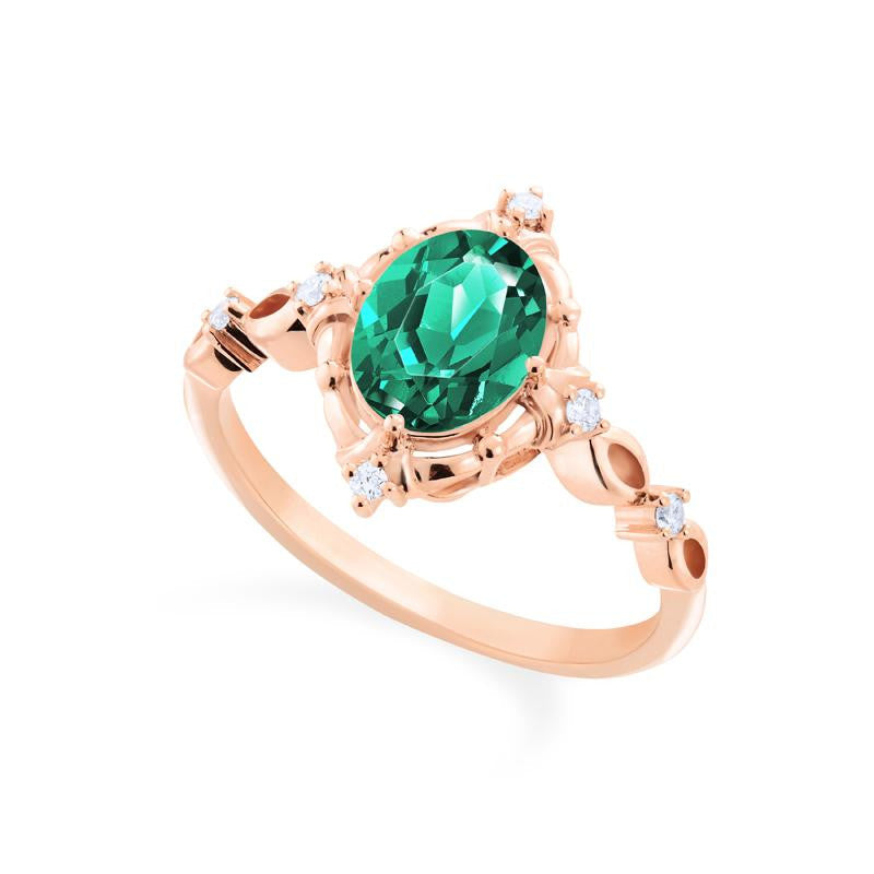 [Anastasia] Victorian Heirloom Oval Cut Ring in Lab Emerald