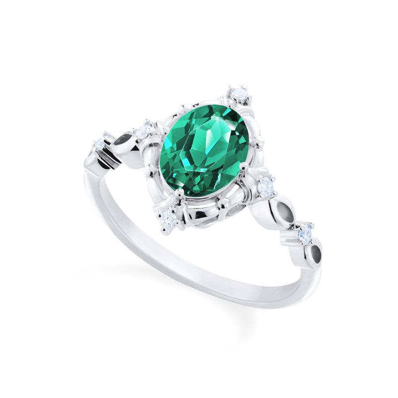 [Anastasia] Victorian Heirloom Oval Cut Ring in Lab Emerald