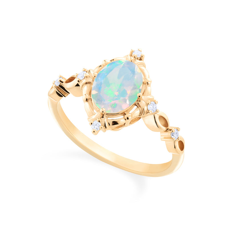 [Anastasia] Victorian Heirloom Oval Cut Ring in Natural Australian Opal
