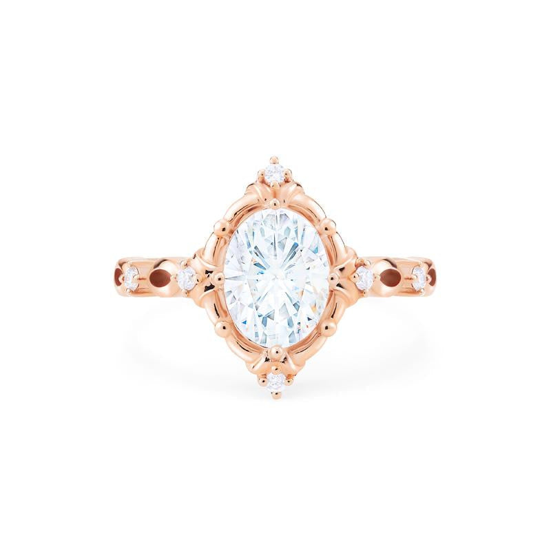 [Anastasia] Victorian Heirloom Oval Cut Engagement Ring in Diamond / Moissanite