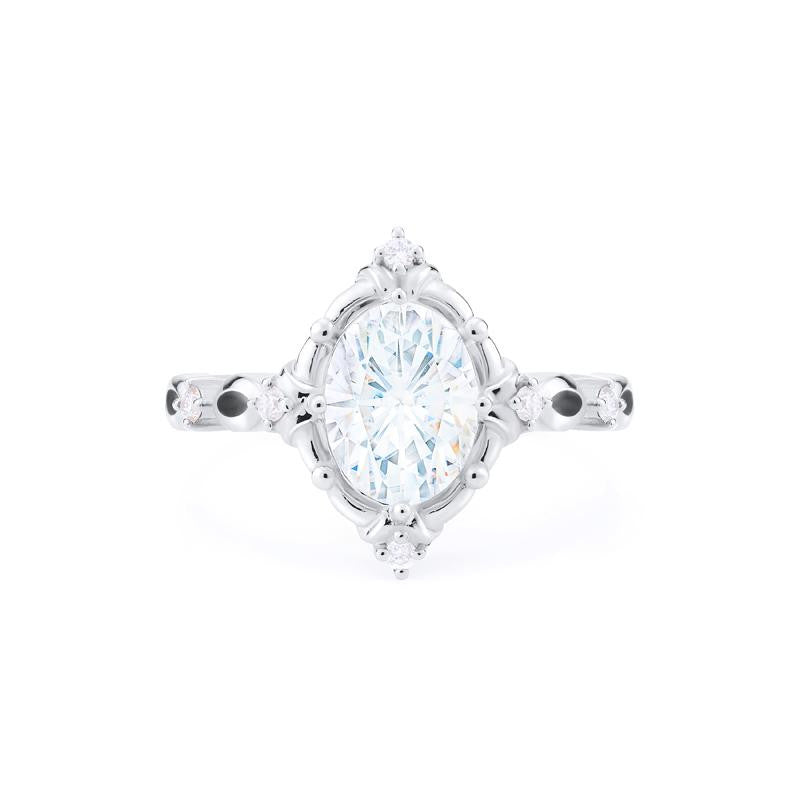 [Anastasia] Victorian Heirloom Oval Cut Engagement Ring in Diamond / Moissanite
