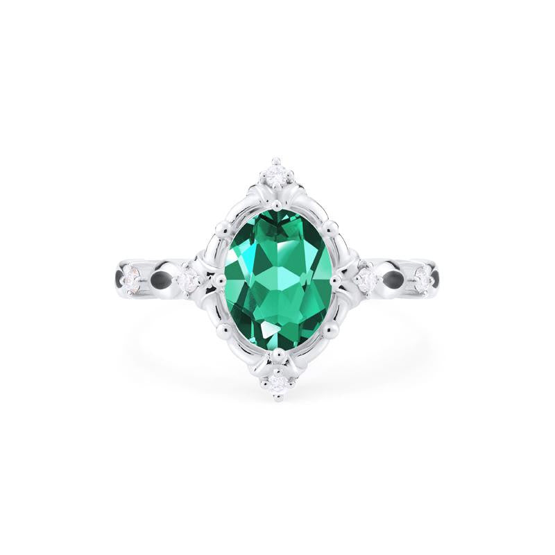 [Anastasia] Victorian Heirloom Oval Cut Ring in Lab Emerald