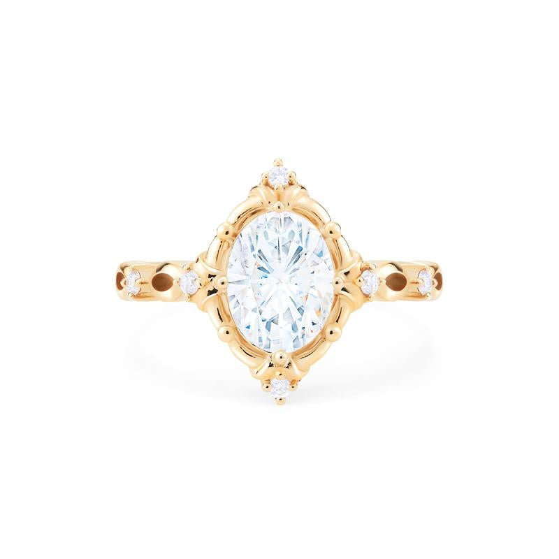 [Anastasia] Victorian Heirloom Oval Cut Engagement Ring in Diamond / Moissanite