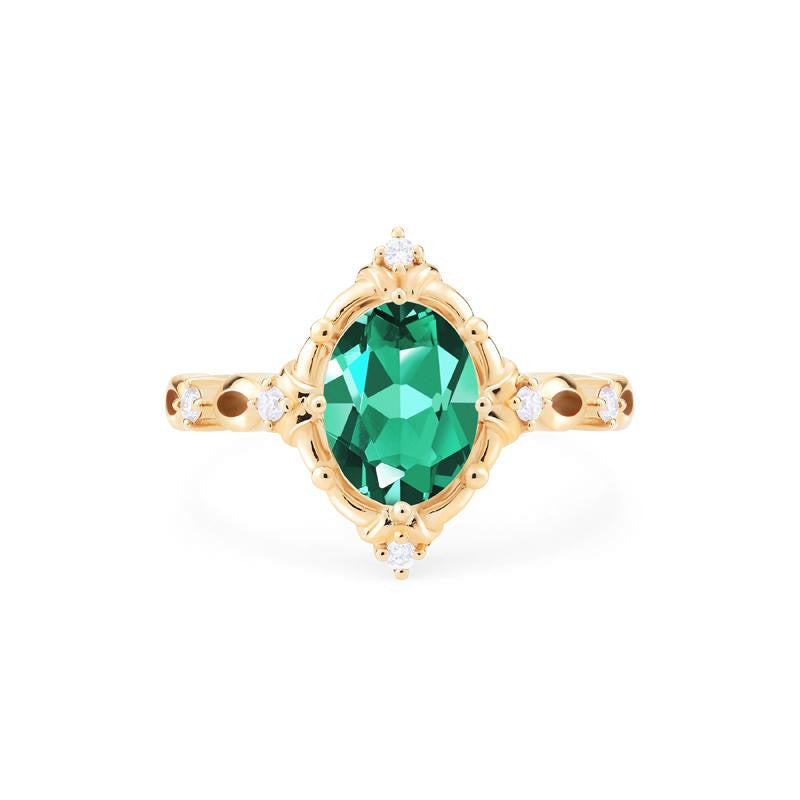 [Anastasia] Victorian Heirloom Oval Cut Ring in Lab Emerald