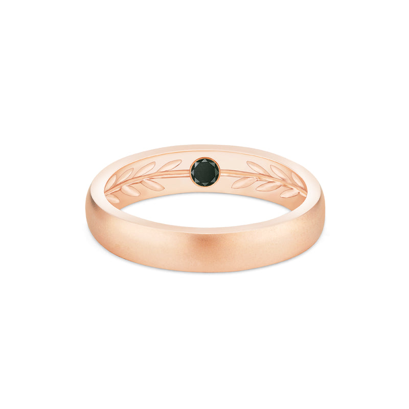 [Silvanus] Unisex Hidden Gemstone Laurel Leaf Wedding Band in Black Diamond
