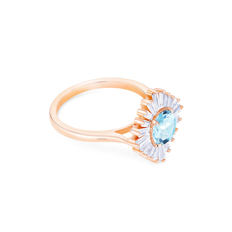 [Artemis] Vintage Deco Goddess Ring in Aquamarine