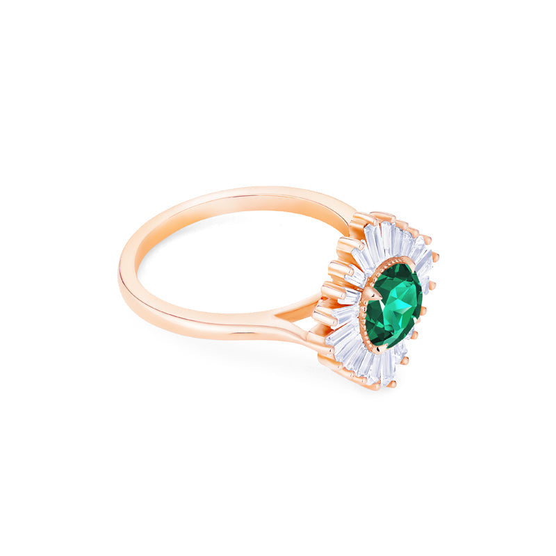 [Artemis] Vintage Deco Goddess Ring in Lab Emerald