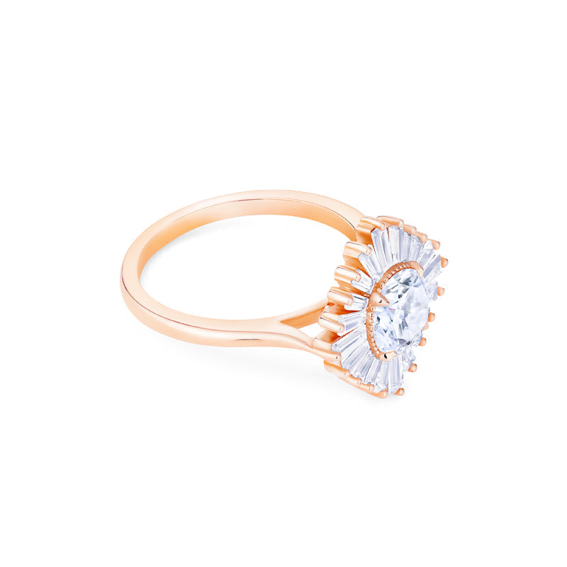 [Artemis] Vintage Deco Goddess Ballerina Engagement Ring in Diamond / Moissanite