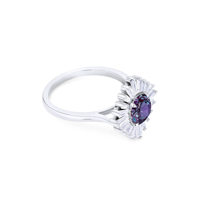 [Artemis] Vintage Deco Goddess Ring in Lab Alexandrite
