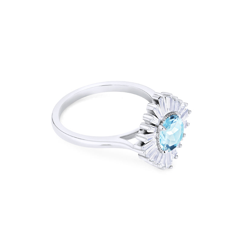 [Artemis] Vintage Deco Goddess Ring in Aquamarine