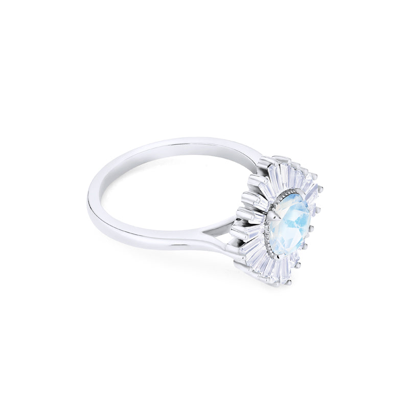 [Artemis] Vintage Deco Goddess Ring in Moonstone